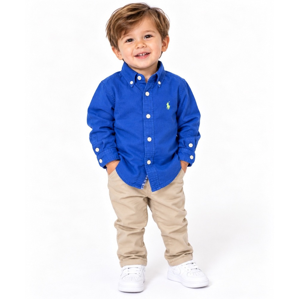 Ralph Lauren Button Down Shirt Pony Logo Preppy Classic 4/4T Blue